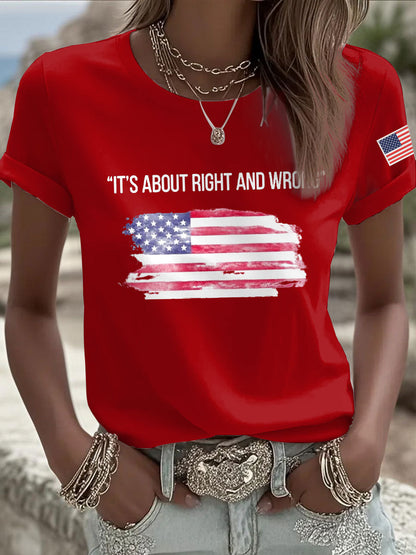 Women's It's About Right And Wrong Printed Casual T-shirt