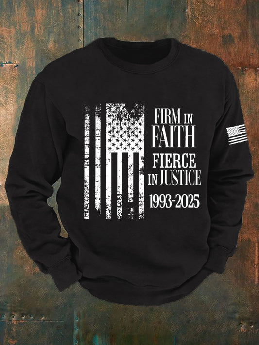 Men's "Firm in faith Fierce in justice" printed long-sleeved sweatshirt