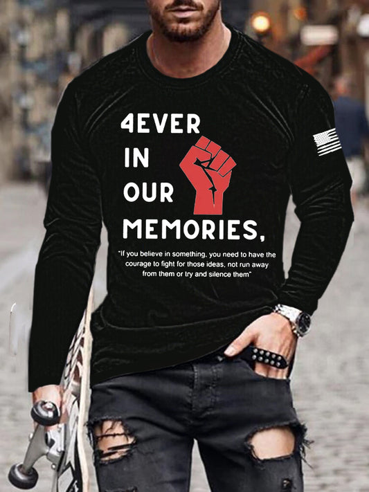 Men's Pray for Charlie Kirk Printed long sleeve T-shirt