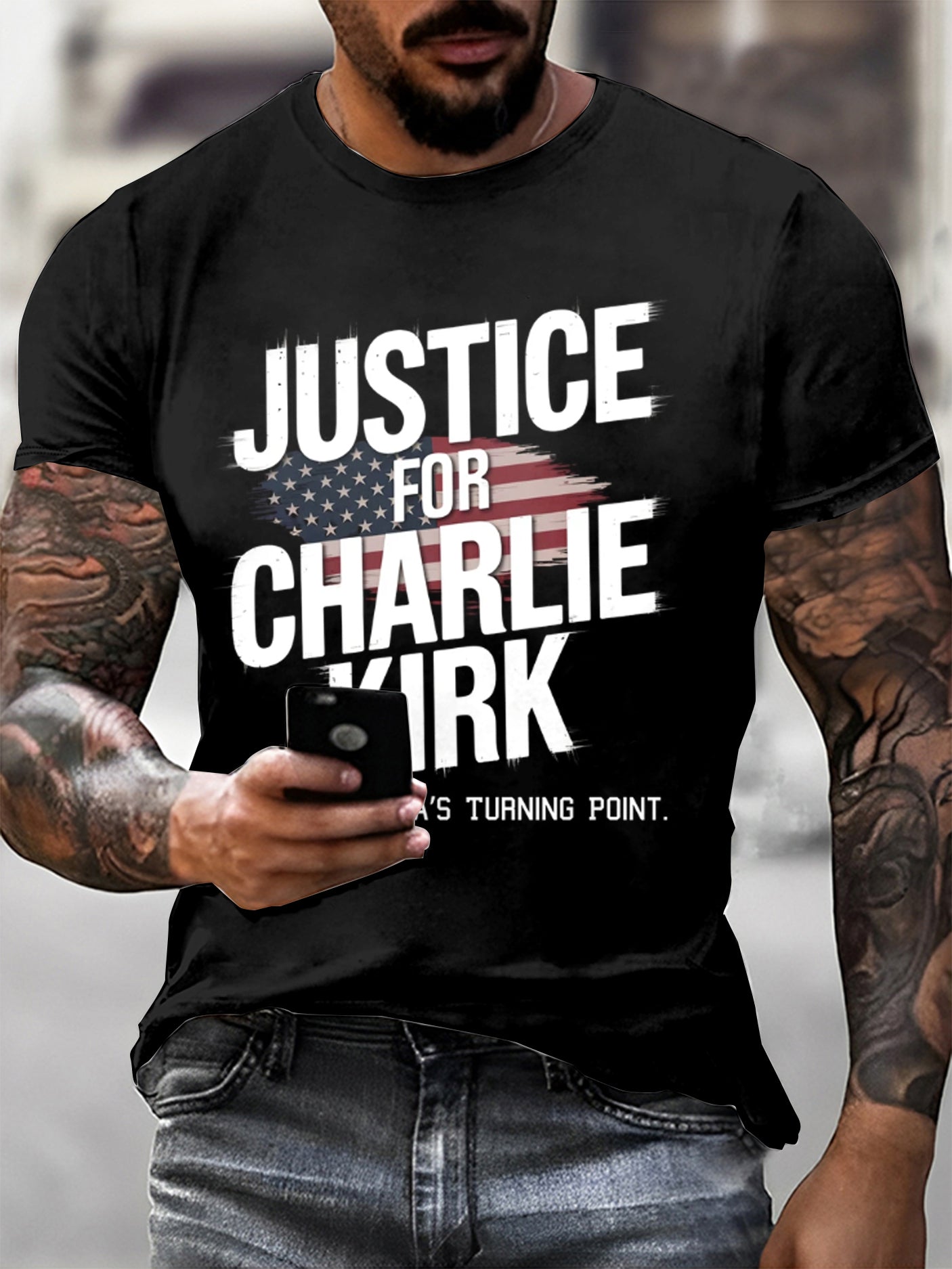 Men's Charlie Kirk  Printed Vintage Fashion Loose Short Sleeve T-Shirt