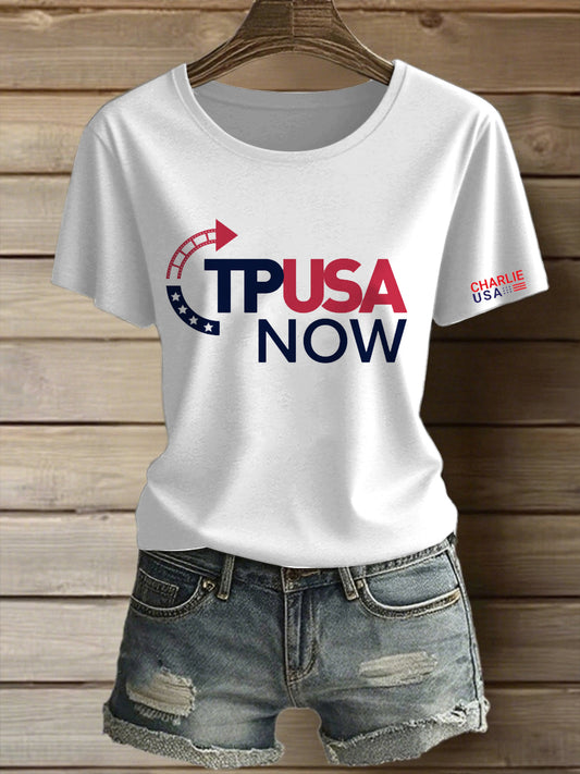 Women's American Turning Point Printed Vintage Fashion Loose Short Sleeve T-Shirt