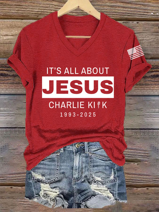 Women's It's All About Jesus R.I.P Charlie Kirk Tee