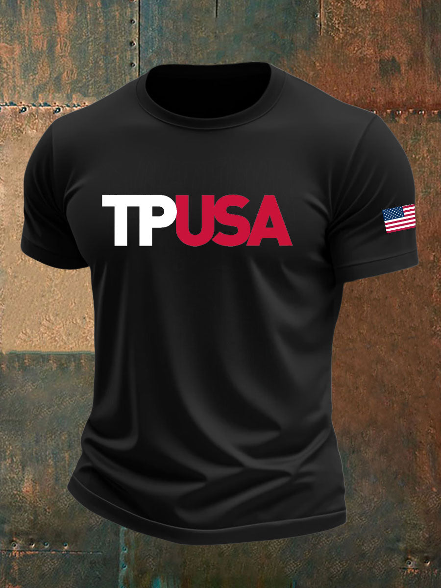 Men's TPAUSA Printed imitation cotton short-sleeved T-shirt