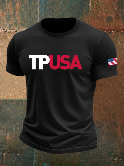 Men's TPAUSA Printed imitation cotton short-sleeved T-shirt