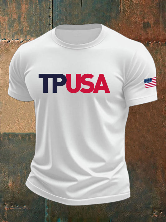 Men's TPAUSA Printed imitation cotton short-sleeved T-shirt