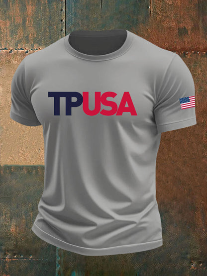 Men's TPAUSA Printed imitation cotton short-sleeved T-shirt