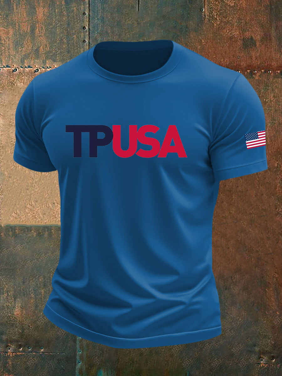 Men's TPAUSA Printed imitation cotton short-sleeved T-shirt