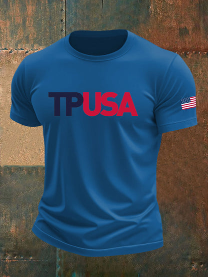 Men's TPAUSA Printed imitation cotton short-sleeved T-shirt