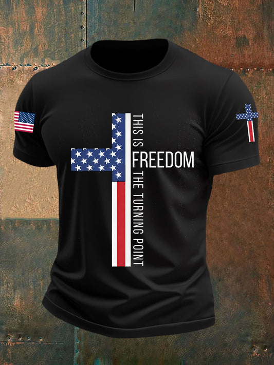 Men's This Is The Turning Point Falg Cross Short-sleeved T-shirt