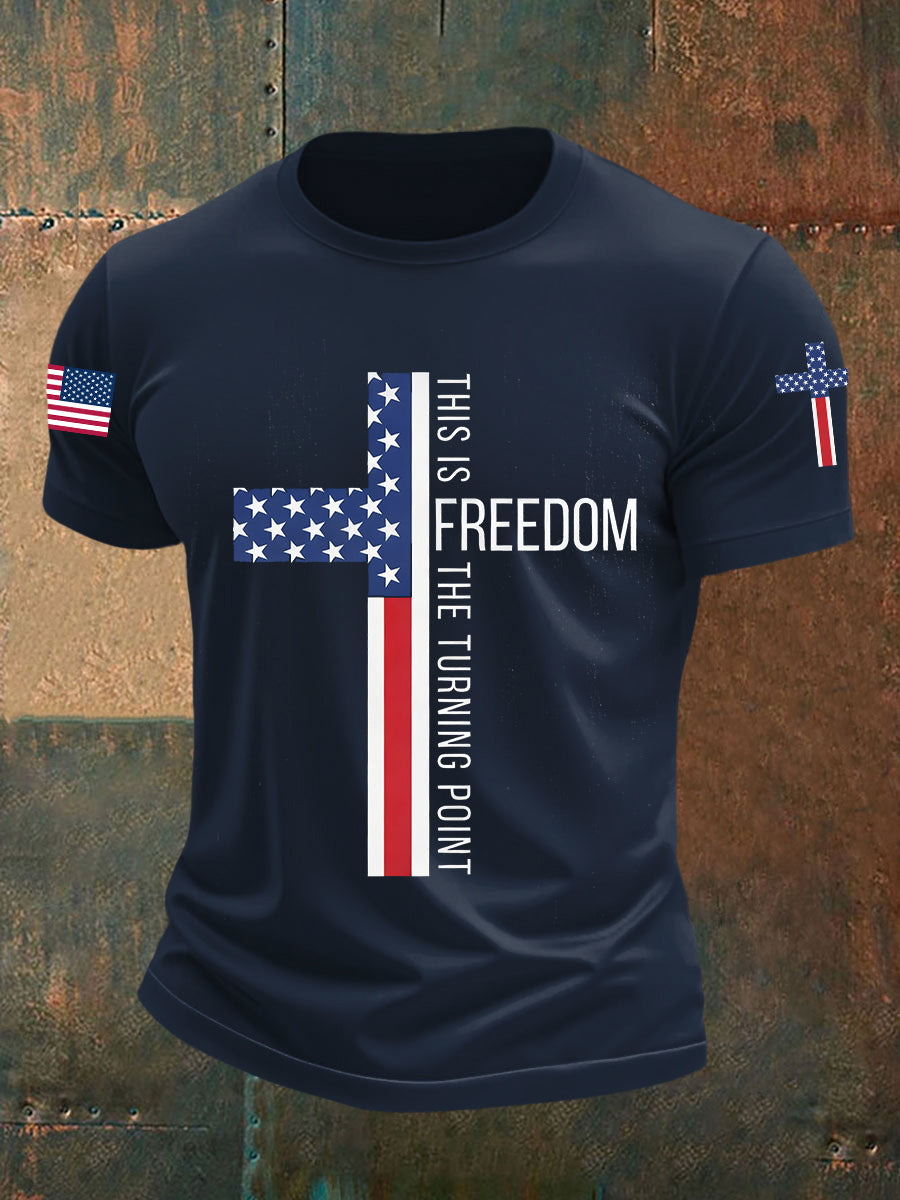 Men's This Is The Turning Point Falg Cross Short-sleeved T-shirt