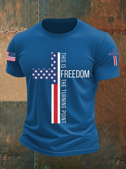 Men's This Is The Turning Point Falg Cross Short-sleeved T-shirt