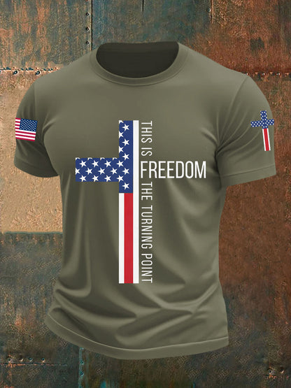 Men's This Is The Turning Point Falg Cross Short-sleeved T-shirt