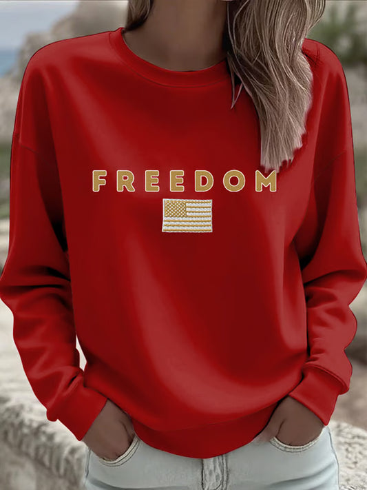 Women's Freedom Isn't Free American flag print casual sweatshirt