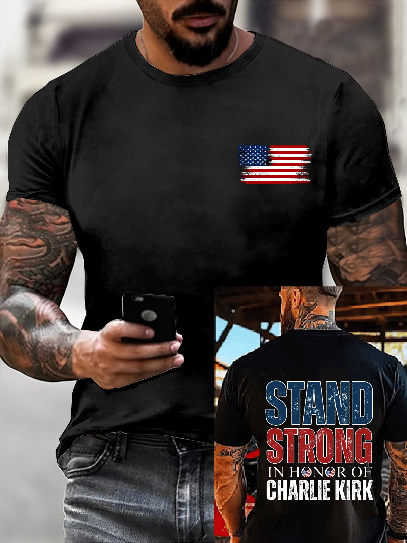 Men's Charlie Kirk Printed Vintage Fashion Loose Short Sleeve T-Shirt