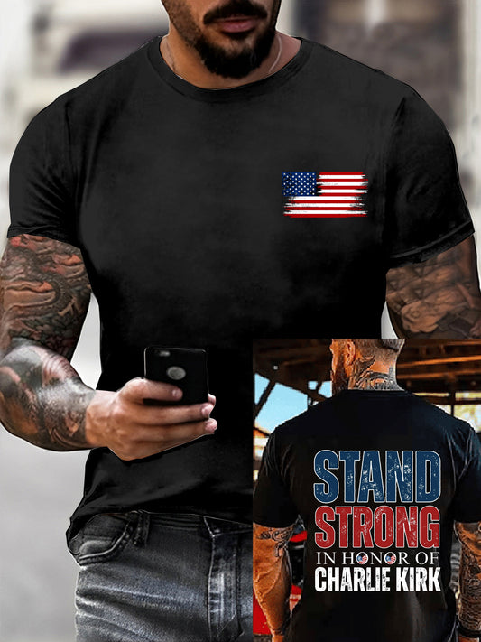 Men's Charlie Kirk Printed Vintage Fashion Loose Short Sleeve T-Shirt