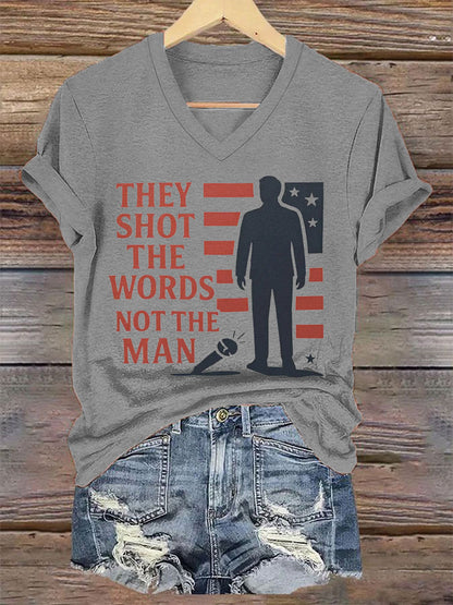 Women's They Shot The Words Not The Man R.I.P Charlie Kirk Tee