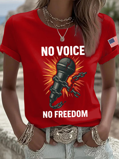 Women's No Voice No Freedom Print Casual T-shirt