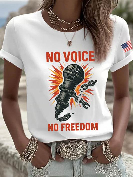Women's No Voice No Freedom Print Casual T-shirt
