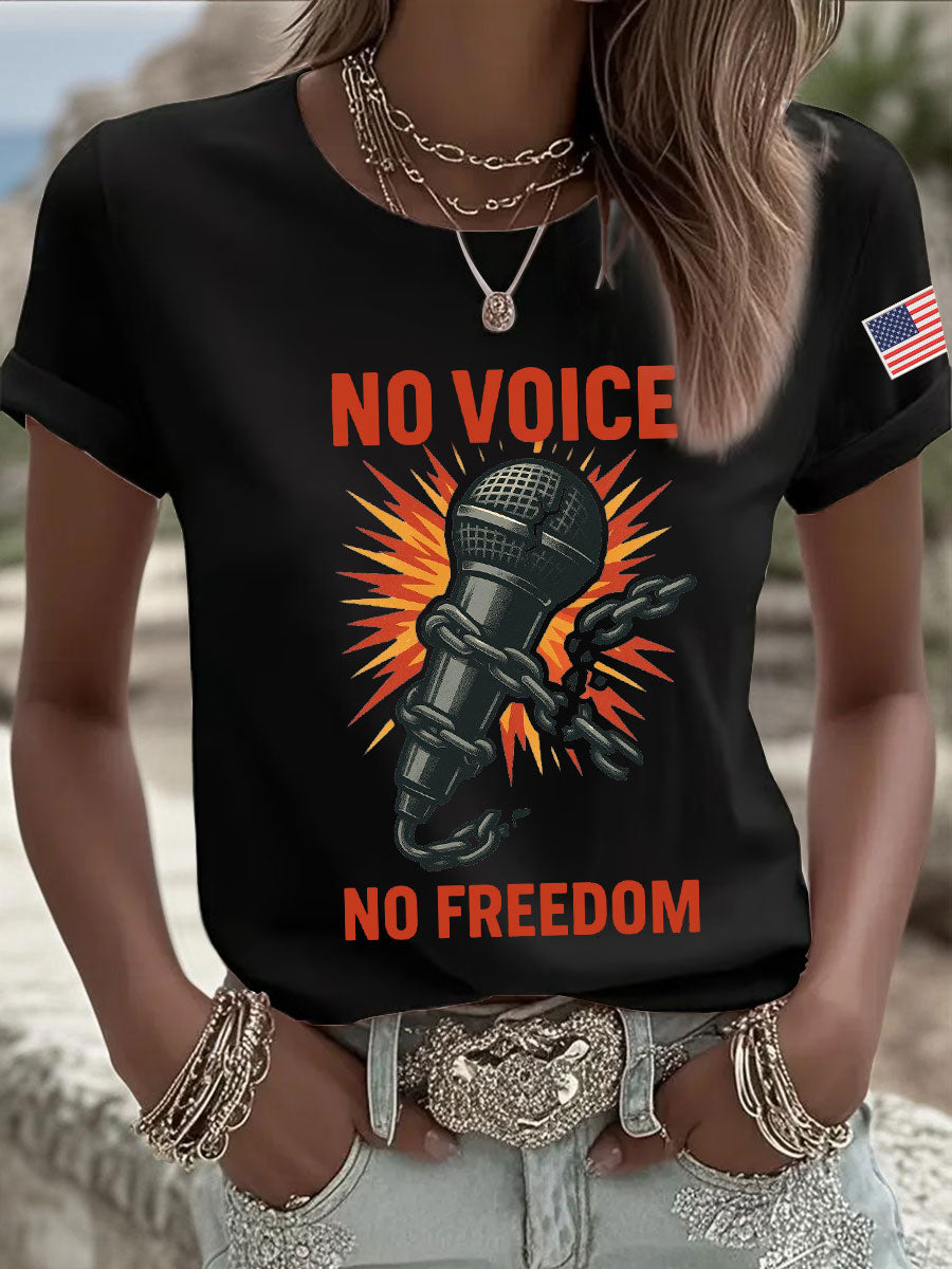 Women's No Voice No Freedom Print Casual T-shirt