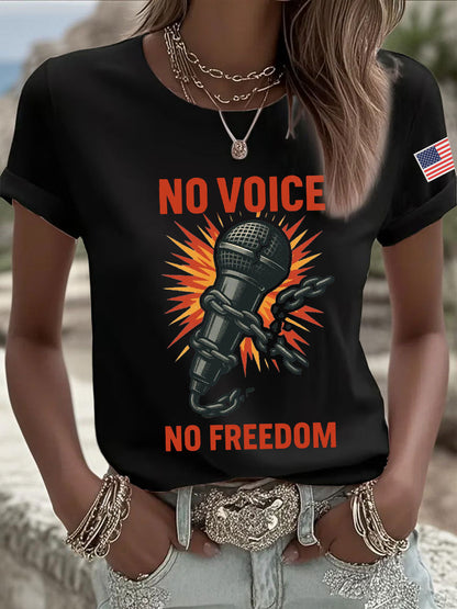 Women's No Voice No Freedom Print Casual T-shirt