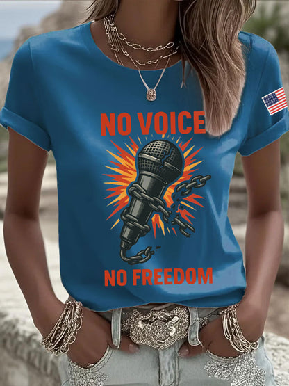 Women's No Voice No Freedom Print Casual T-shirt