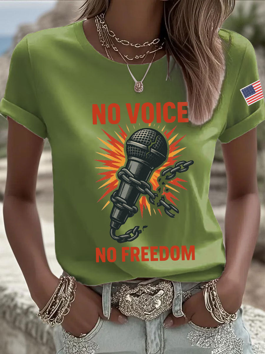 Women's No Voice No Freedom Print Casual T-shirt