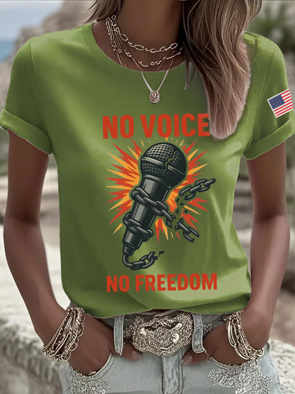 Women's No Voice No Freedom Print Casual T-shirt