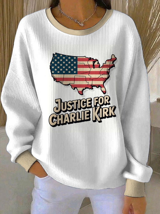 Women's Charlie Kirk rinted Round Neck Long Sleeved Sweatshirt
