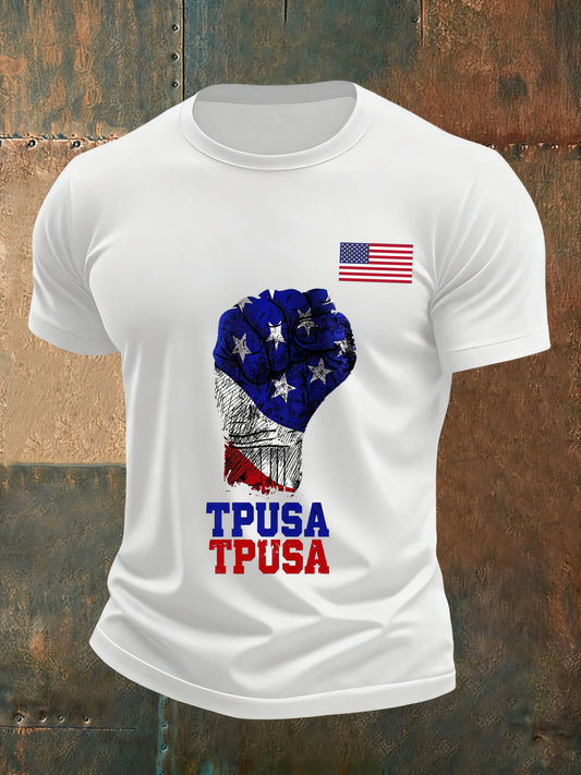 Men's Vintage Freedom American Flag Commemorative T-Shirt Short Sleeve