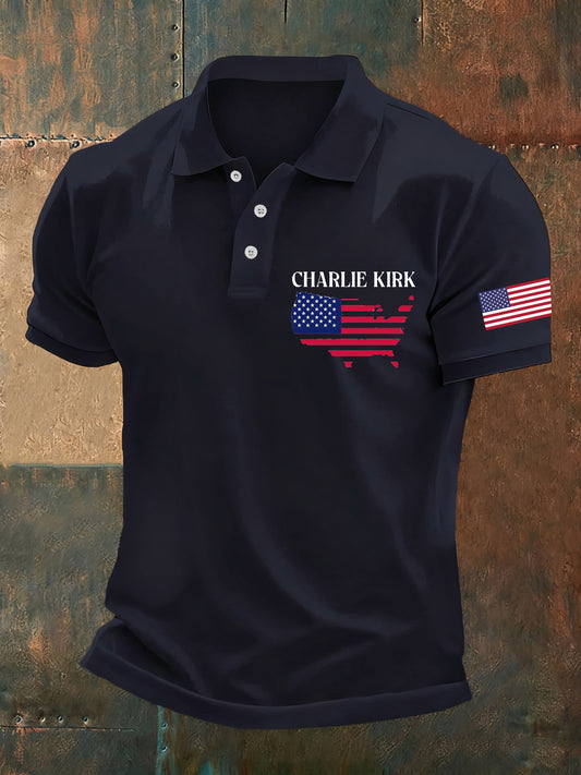Men's Vintage Freedom American Flag Commemorative Polo Shirt