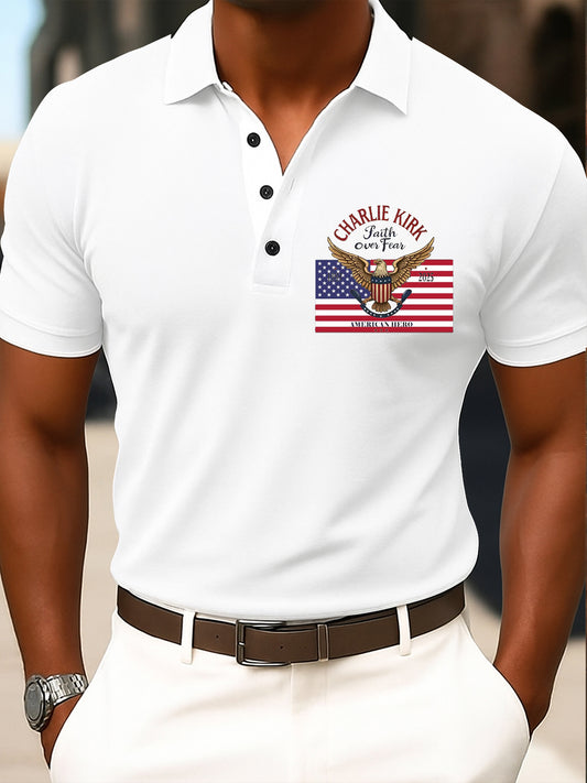 Men's Vintage Freedom American Flag Commemorative Polo Shirt