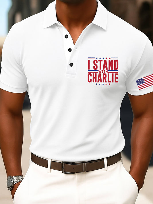 Men's Vintage Freedom American Flag Commemorative Polo Shirt