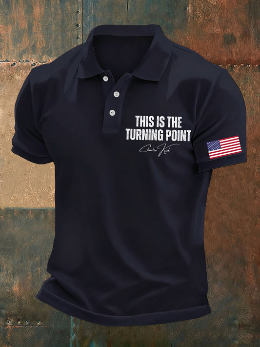 Men's Vintage Freedom American Flag Commemorative Polo Shirt