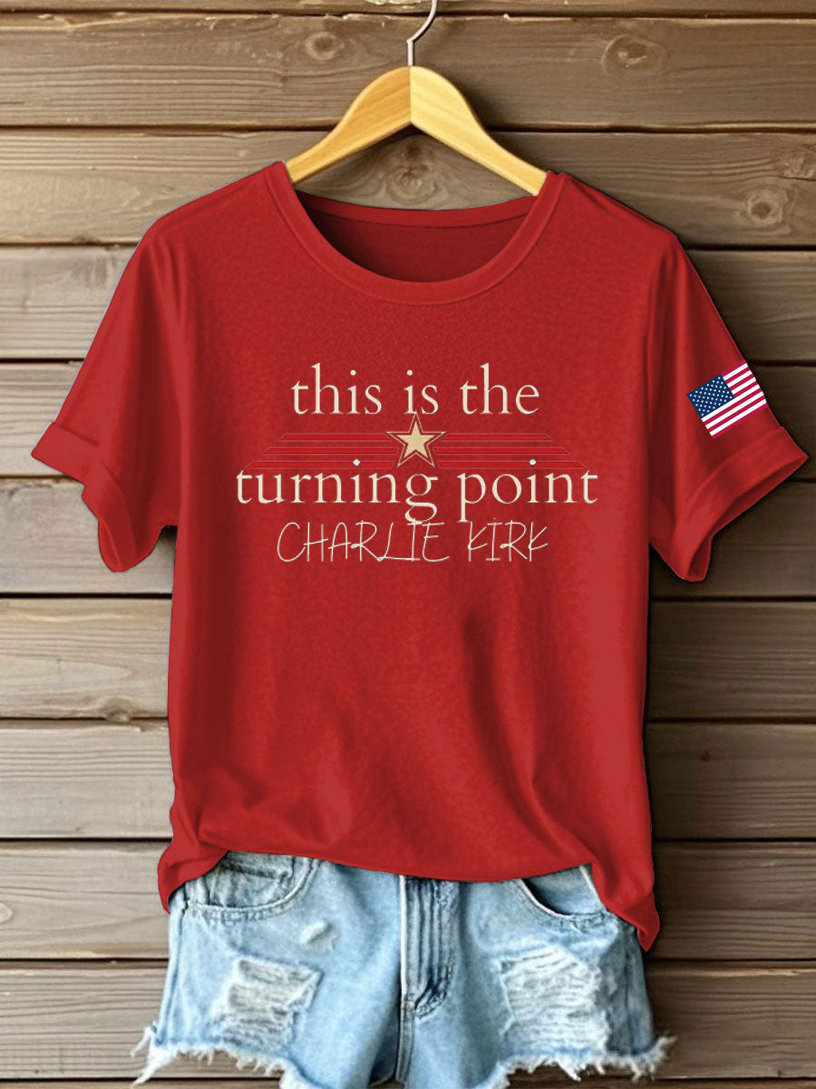 Women's Charlie Kirk Turning Point Iron On Short Sleeve T-Shirt