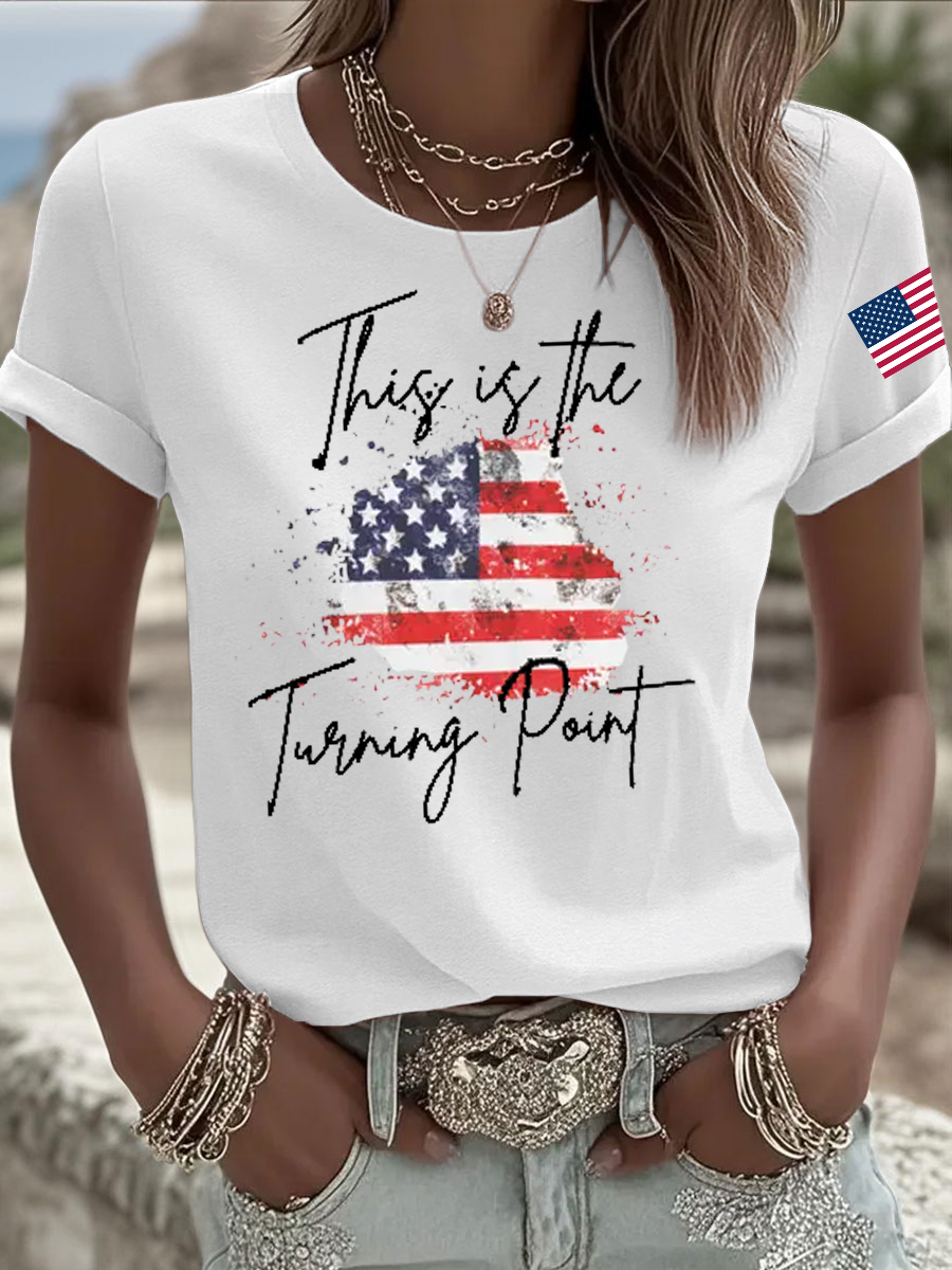 Women's Charlie Kirk Turning Point Iron On Short Sleeve T-Shirt