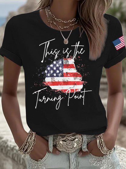 Women's Charlie Kirk Turning Point Iron On Short Sleeve T-Shirt