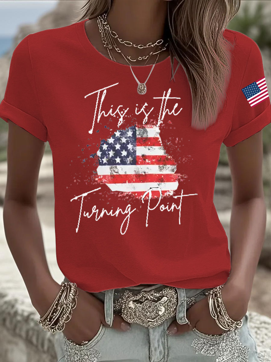 Women's Charlie Kirk Turning Point Iron On Short Sleeve T-Shirt