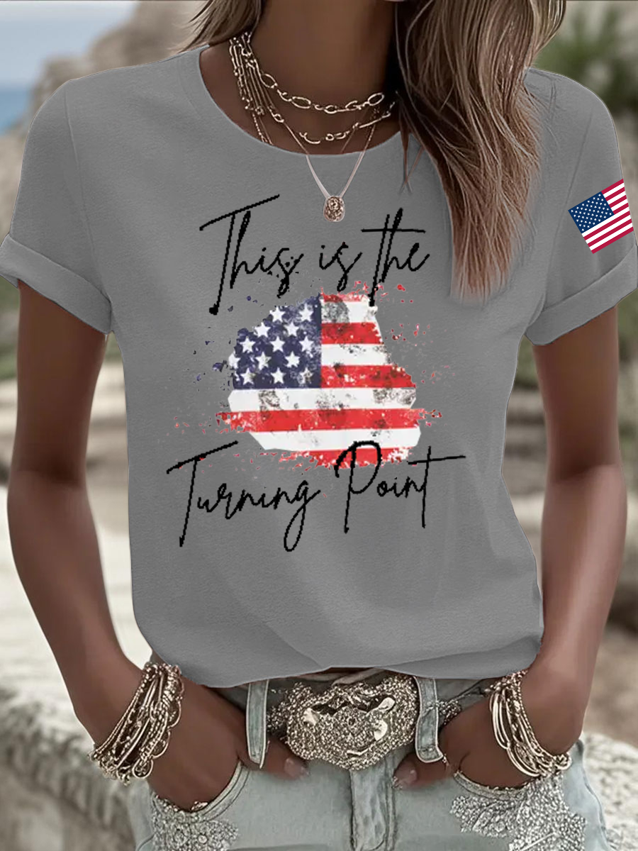 Women's Charlie Kirk Turning Point Iron On Short Sleeve T-Shirt