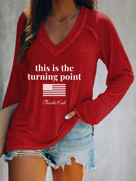 Women's patriotic  long sleeve t-shirt