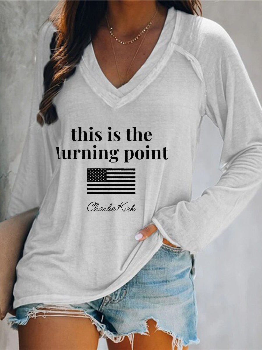 Women's patriotic  long sleeve t-shirt