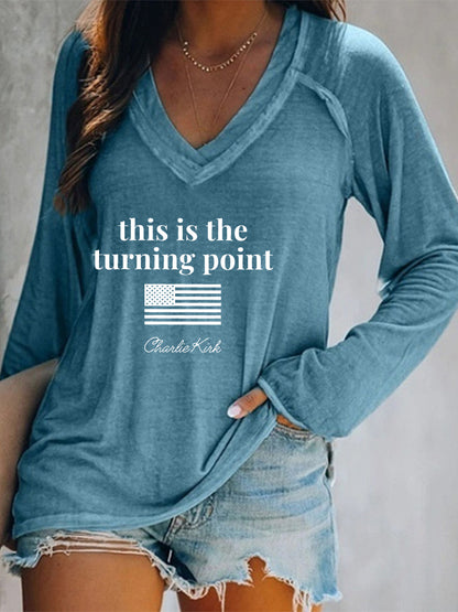 Women's patriotic  long sleeve t-shirt