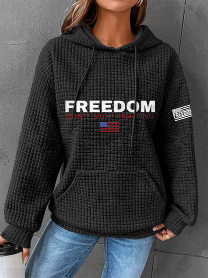 Women's Freedom Don't s Top Fighting R.I.P Charlie Kirk Waffle Hoodie