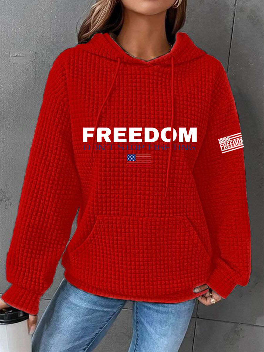 Women's Freedom Don't s Top Fighting R.I.P Charlie Kirk Waffle Hoodie