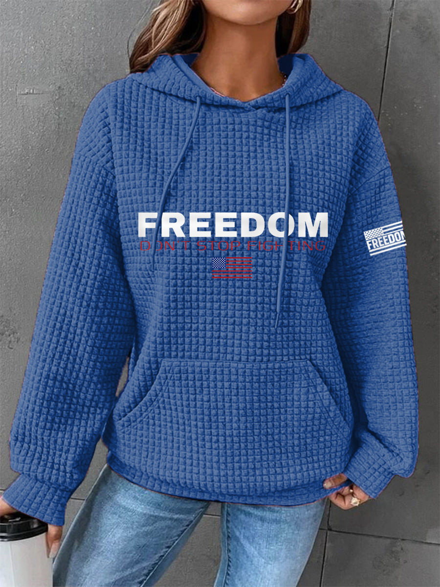 Women's Freedom Don't s Top Fighting R.I.P Charlie Kirk Waffle Hoodie
