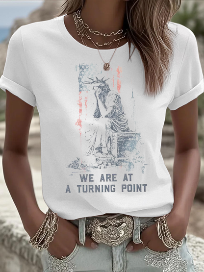 Women's Charlie Kirk Turning Point Iron On Short Sleeve T-Shirt
