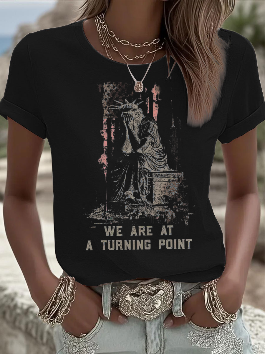 Women's Charlie Kirk Turning Point Iron On Short Sleeve T-Shirt