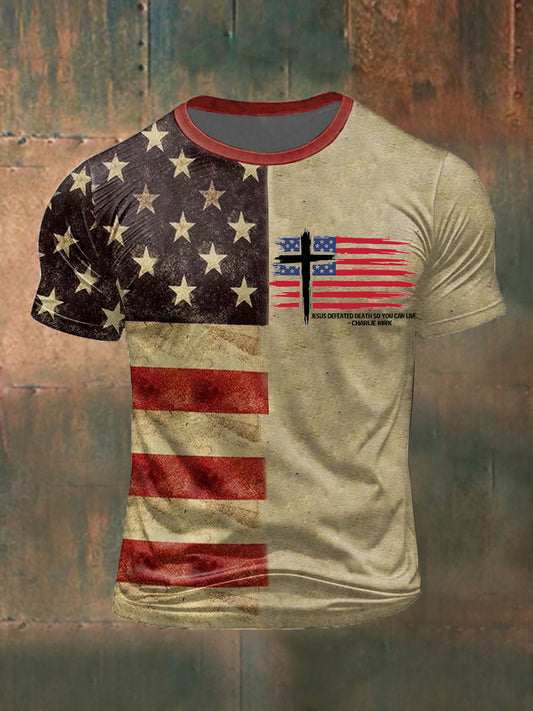 Men's Jesus Defeated Death So You Can Live Charlie Kirk Printed T-shirt