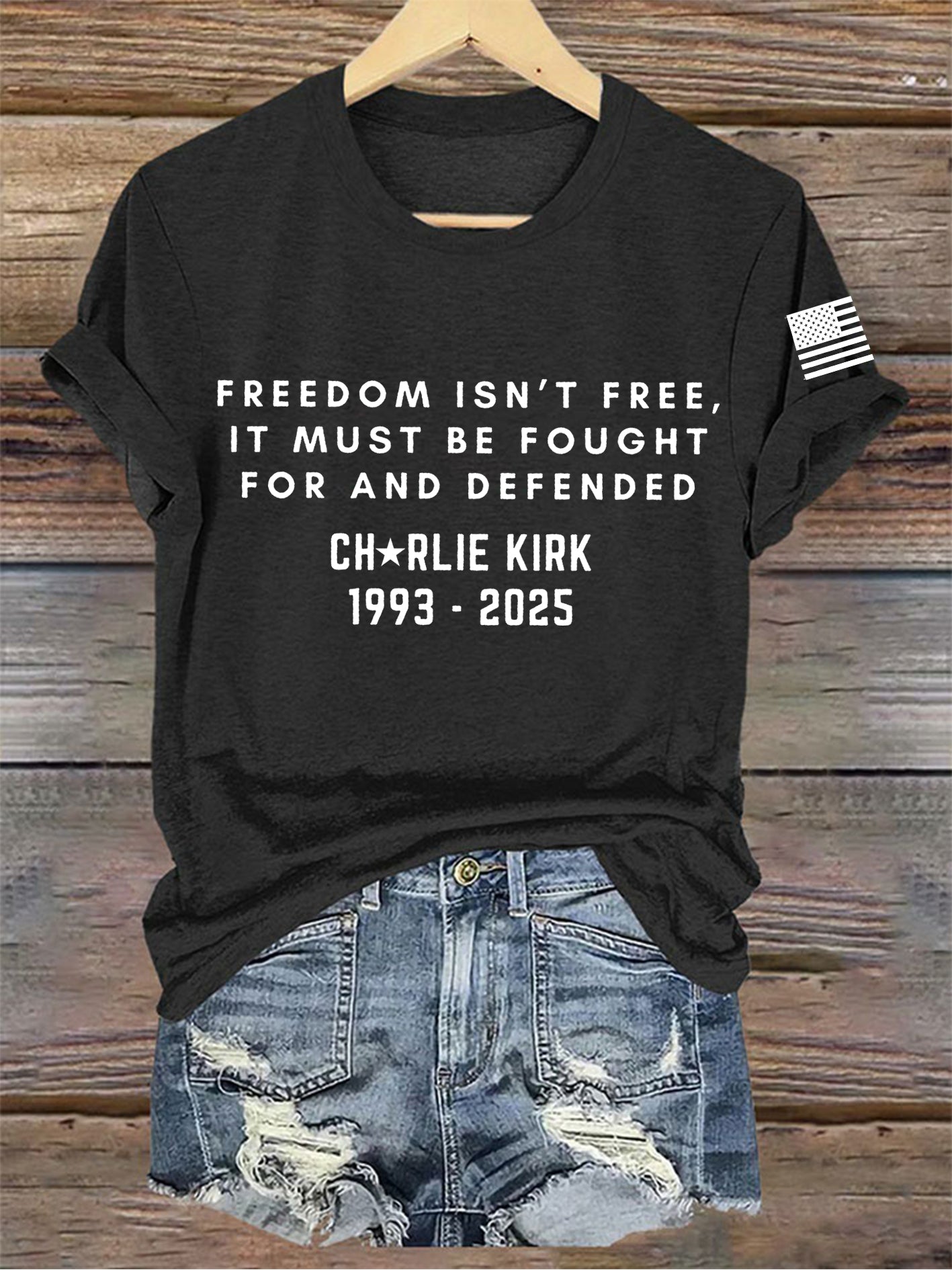 Women's Charlie Kirk Printed V-neck T-shirt