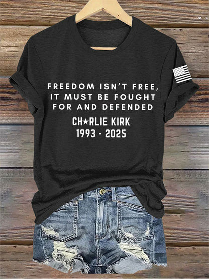Women's Charlie Kirk Printed V-neck T-shirt
