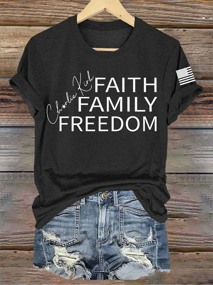 Women's Charlie Kirk Printed V-neck T-shirt